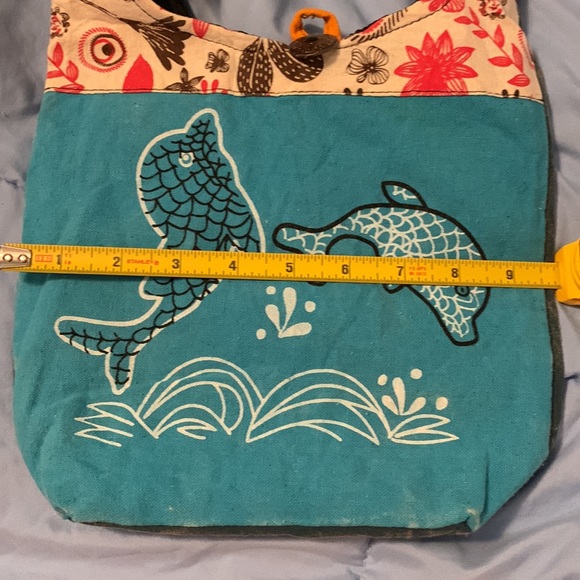Frestyle Dolphins Playing Small Hobo Bag. - Picture 6 of 13